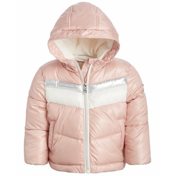 Michael Kors Baby Girls Hooded Chevron Jacket Blush Pink‎ Size 18M 18 Months - Picture 1 of 2